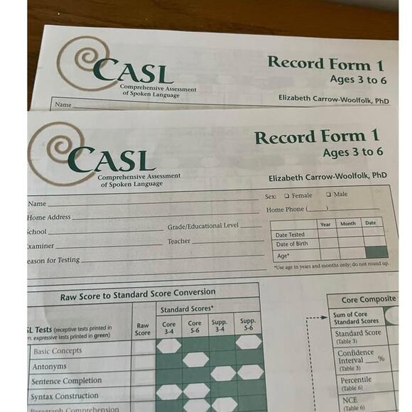 CASL ages‎ 3-6 record form 1 set of 2 - Picture 2 of 2